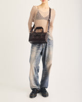 Top Handle Croc Emboss Leather Bag - view 2