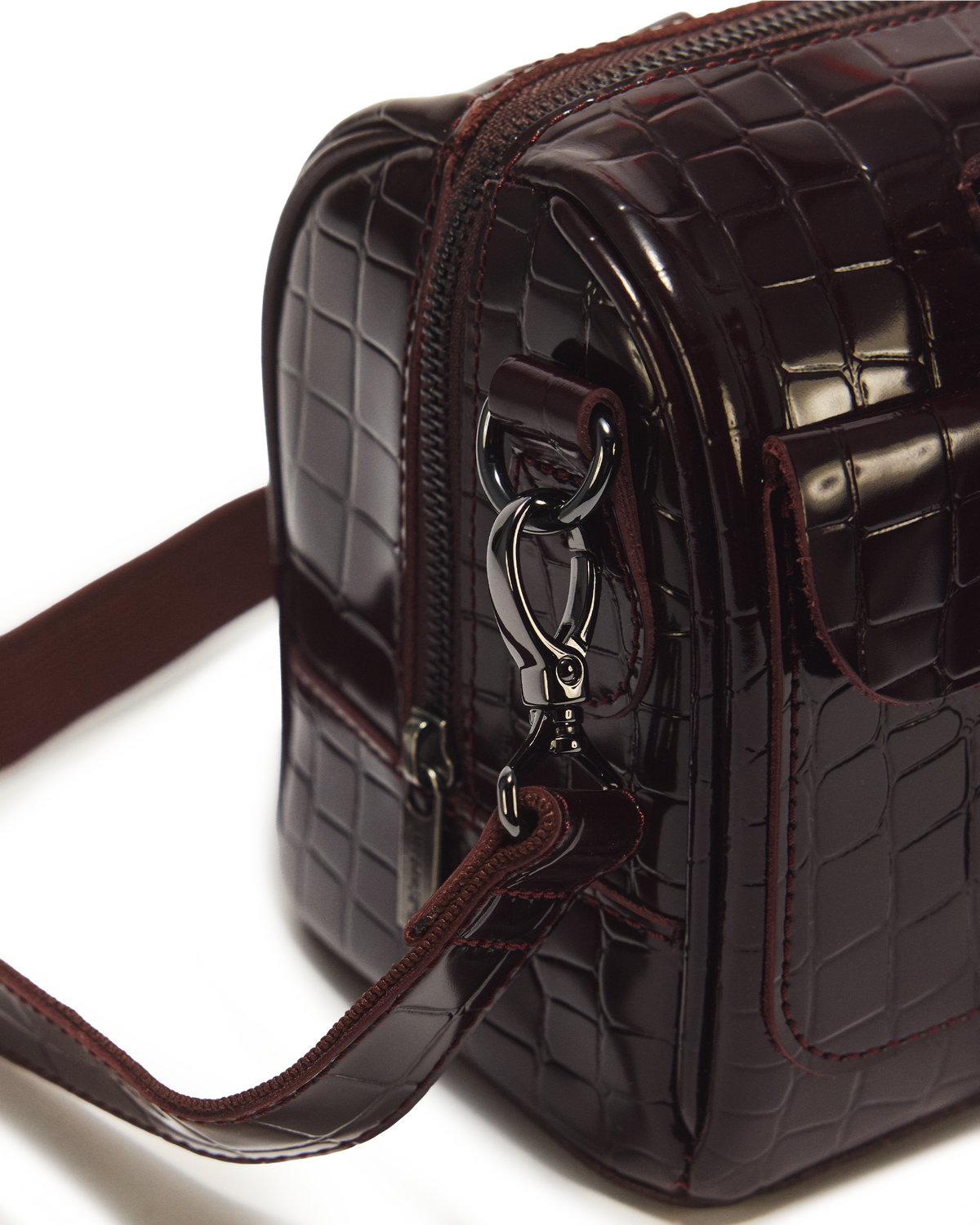 Top Handle Croc Emboss Leather Bag - view 3