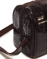 Top Handle Croc Emboss Leather Bag - view 3