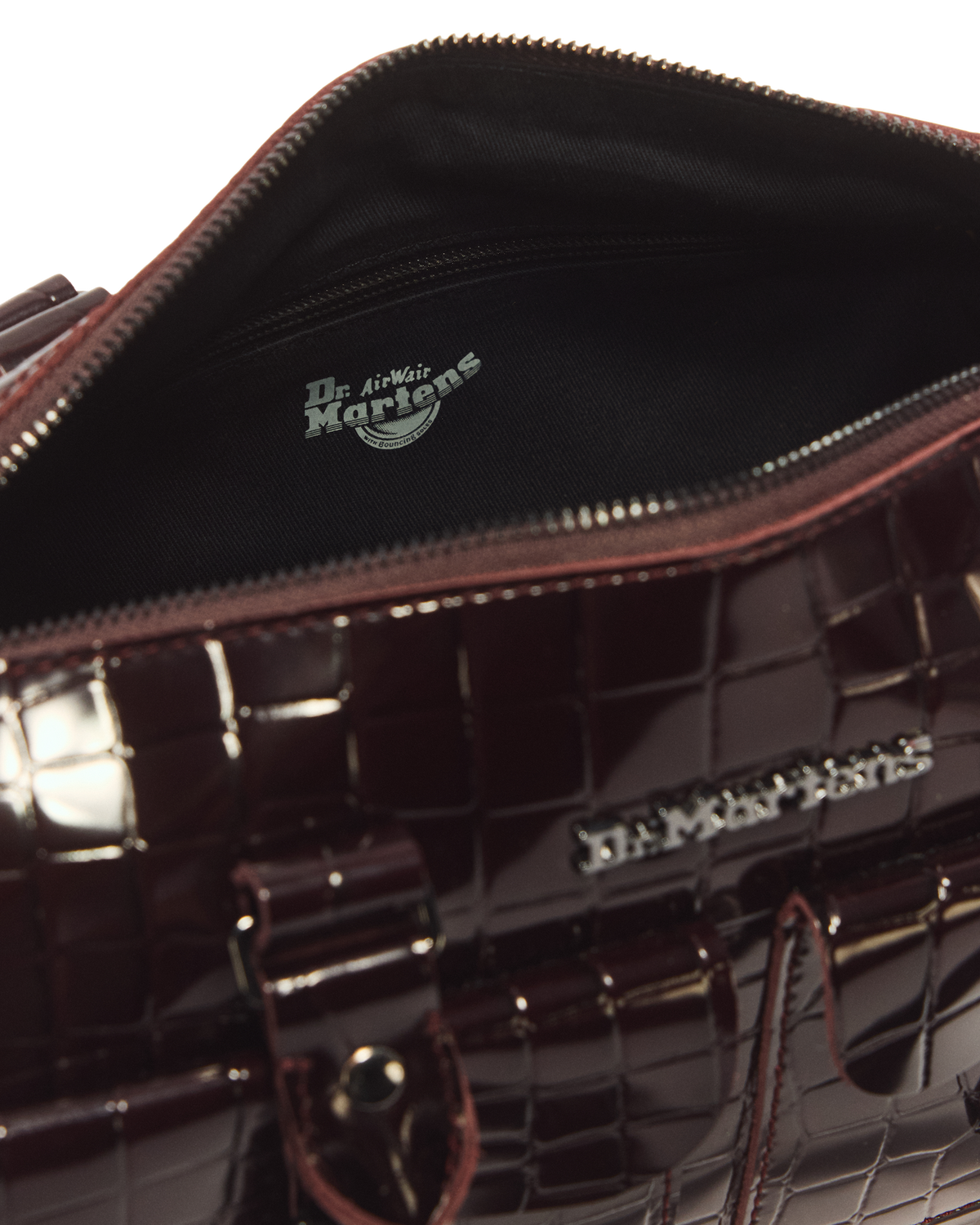 Top Handle Croc Emboss Leather Bag - view 6