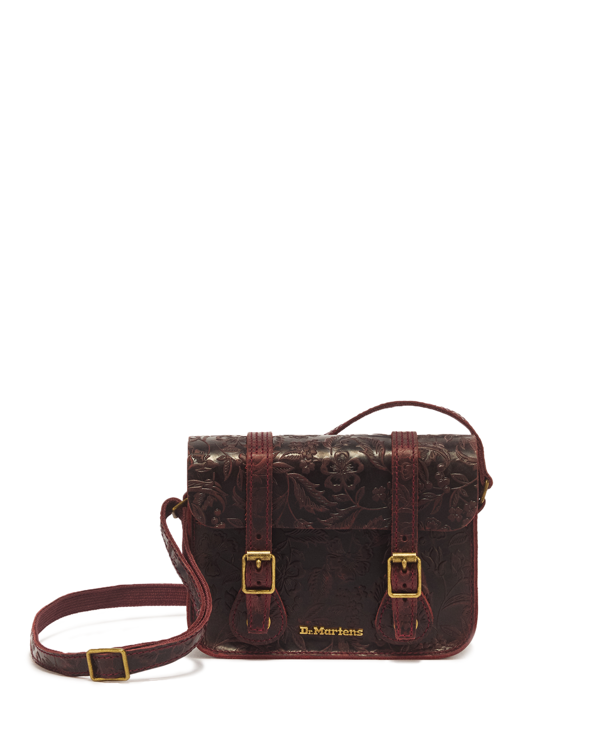 7" Floral Emboss Crazy Horse Leather Satchel - view 1