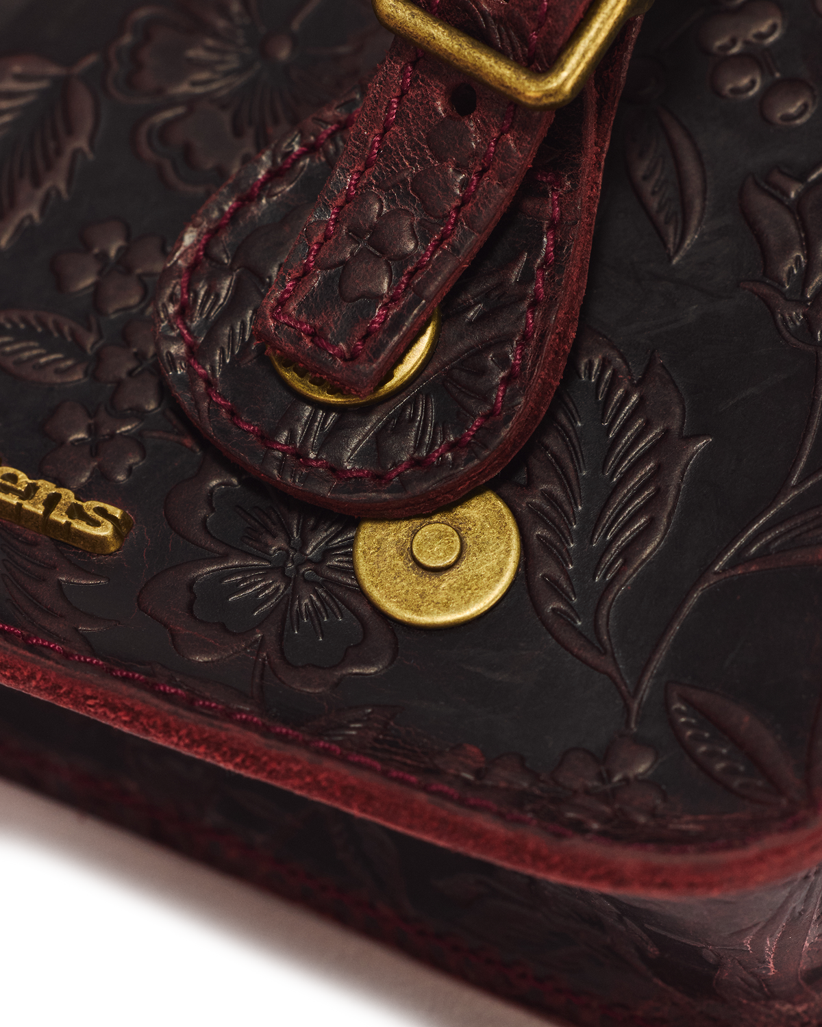 7" Floral Emboss Crazy Horse Leather Satchel - view 5