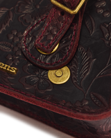 7" Floral Emboss Crazy Horse Leather Satchel - view 5