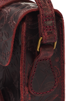 7" Floral Emboss Crazy Horse Leather Satchel - view 3
