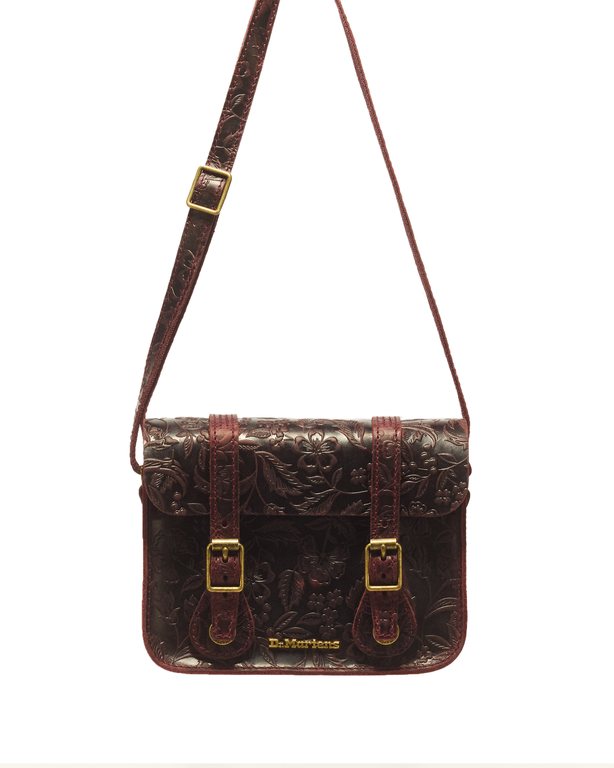 7" Floral Emboss Crazy Horse Leather Satchel - view 4