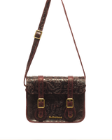 7" Floral Emboss Crazy Horse Leather Satchel - view 4